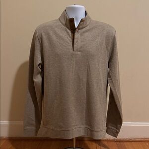 Sharp Lad Glenn Button Mock Neck Pullover Sweater in Oatmeal Heather